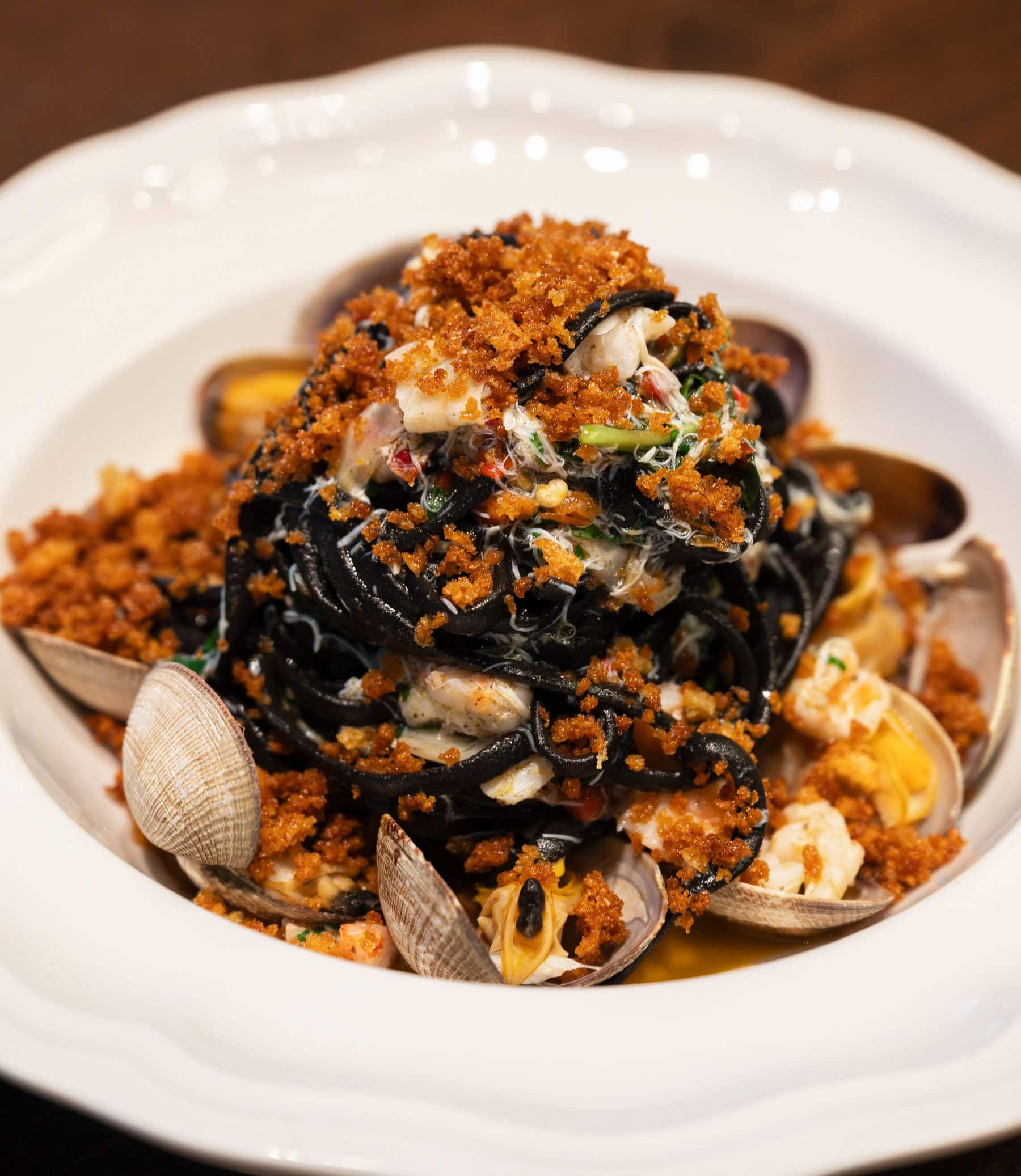 willow osteria clovis squid ink pasta clams